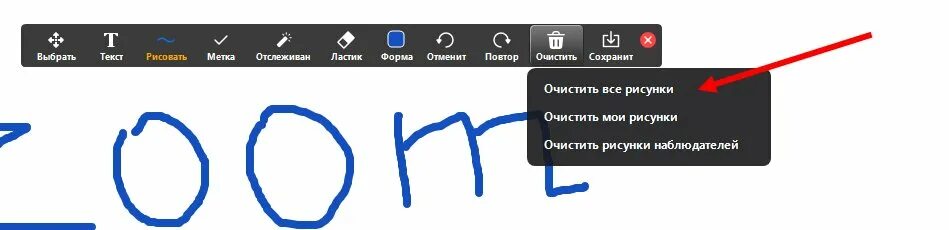 Как рисовать в зуме. Как убрать рисование в зуме. Метки возможность