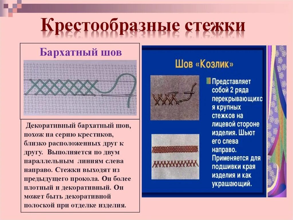 Технология 4 класс строчка крестообразного стежка.. Крестообразные Стежки ручные. Ручной шов крестообразный. Крестообразный стежок в вышивке. Стежки значение