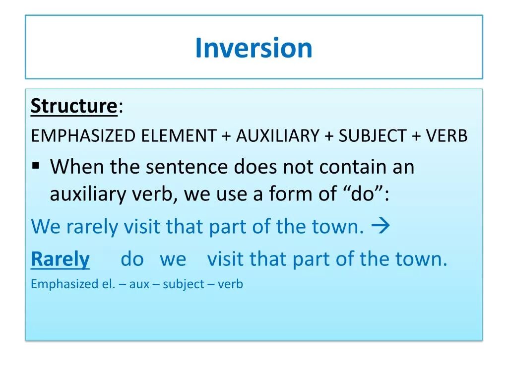 Инверсия в английском языке правила и примеры ❤ What is an example of an inversion sentence