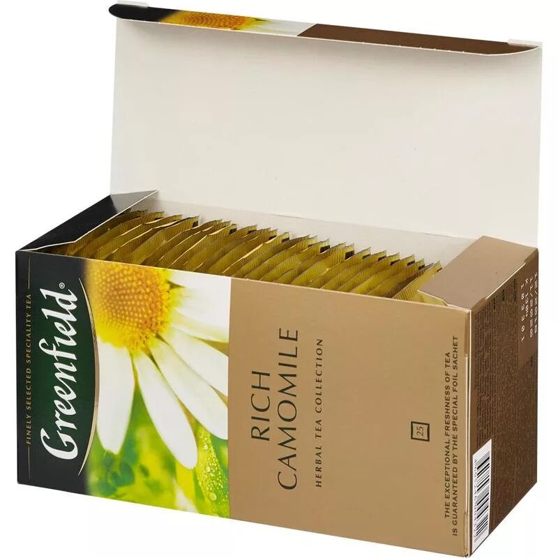 Чай Гринфилд Рич Камомайл. Greenfield чай Camomile. Чай Greenfield Rich Camomile травяной с ромашкой 25 пакетиков. Чай Гринфилд 25 пак. Камомайл Рич 1*10 Ромашка. Чай гринфилд ромашка