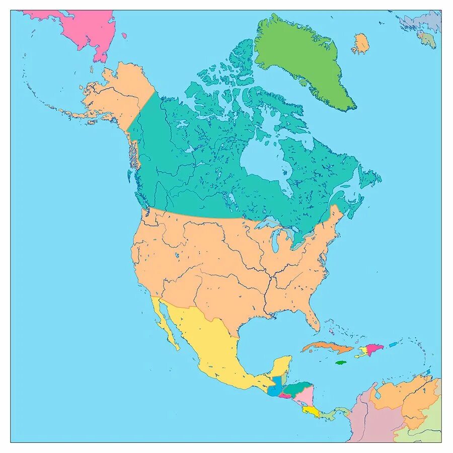 Большую часть северной америки составляют. Карта Чеверно йамреики. Карта Северной амеркик. Политическая карта Северной Америки. Карат скверной Америки.