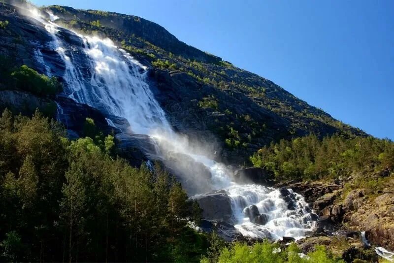 Водопад Лангфоссен. Лангфоссен Норвегия. Балайфоссен водопад. Самый высокий водопад в Норвегии. Большой водопад в европе