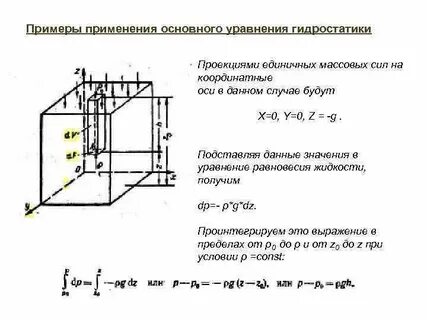 Основное уравнение гидростатики определяет