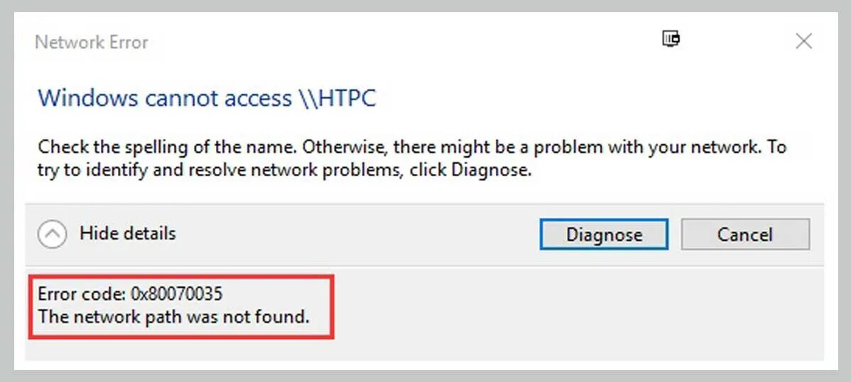 Net error 0. Network Error. Код ошибки 2-0 Network. 0x8007016a. Path not found.