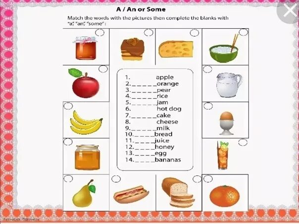 4 write a an or some. Some a an упражнения. Задания для урока английского языка. Задания по теме еда и напитки. Еда на английском языке задания.