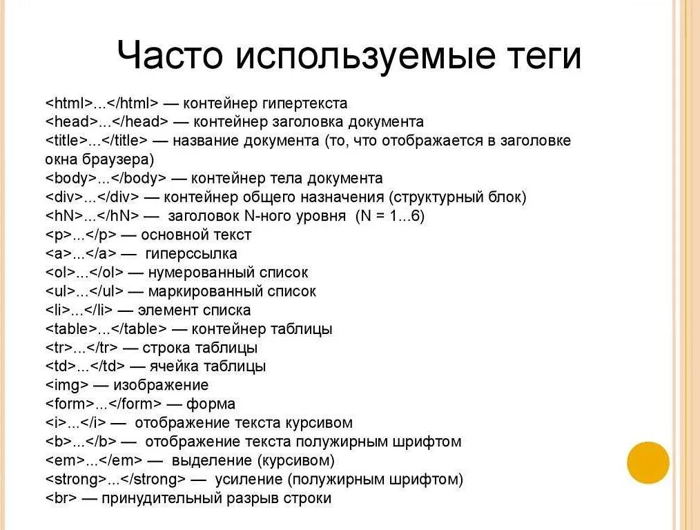 Html элемент текст. Базовые Теги html. Теги для сайта html. Html Теги список. Таблица основных тегов html.