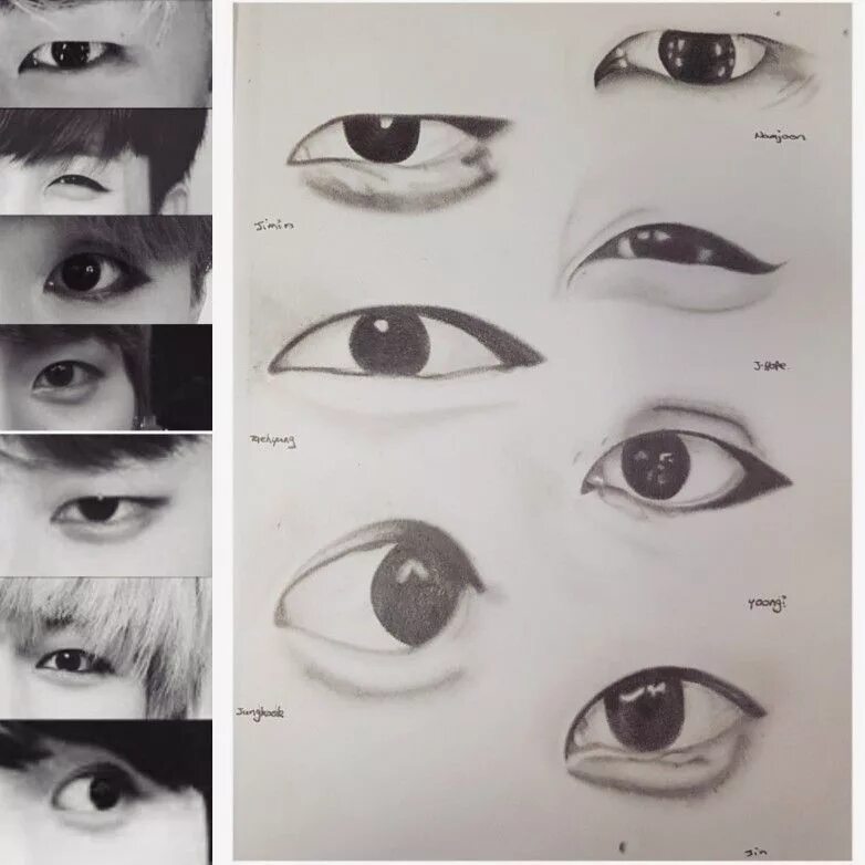 Form eyes. Глаза БТС рисунок. Глаза корейцев БТС. Форма глаз участников БТС. Корейские глаза рисовать БТС.