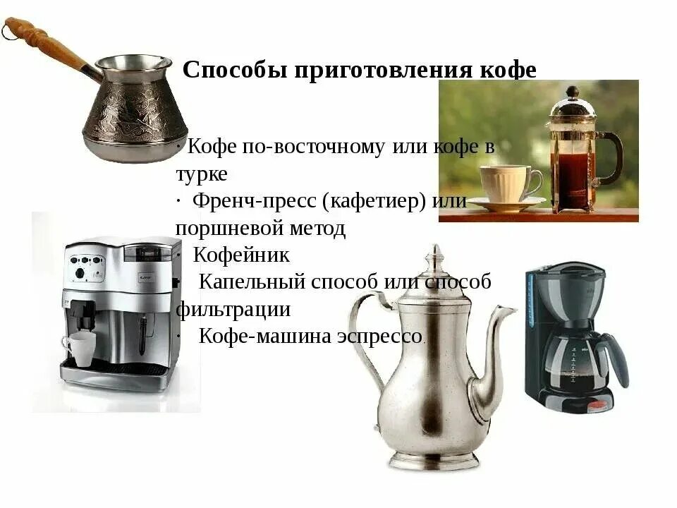 Виды заварок. Способы приготовления кофе. Способы приготовления КОФ. Метод приготовления кофе. Схема приготовления кофе.