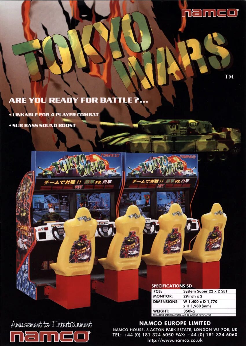 Tokyo wars. Tokyo Wars Namco. Автомат Tokyo Wars. Namco в 1980 обложка.