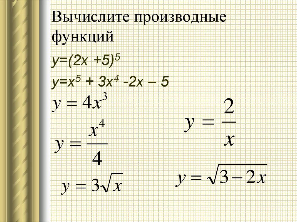 Вычислите x 1 5 производная. Вычислить производную функции y=x2. Y 3x 2 производная функции. Производная функции y=х+2. Производная функция y 2x 2.