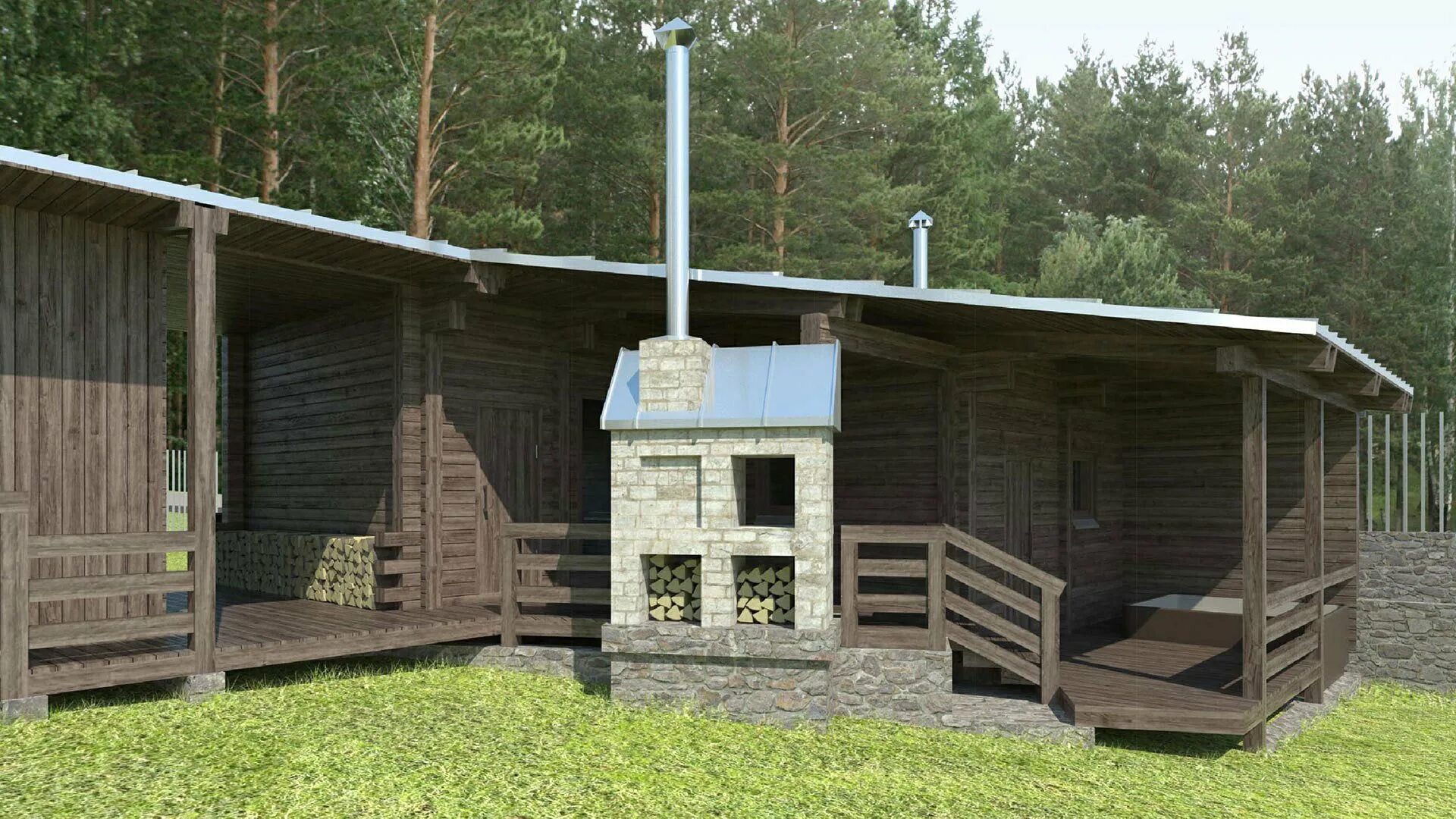 Проект бани с дровником Хозблок с дровником 3D model by Артем (@alyansles) c8b1e62 Sketchfab