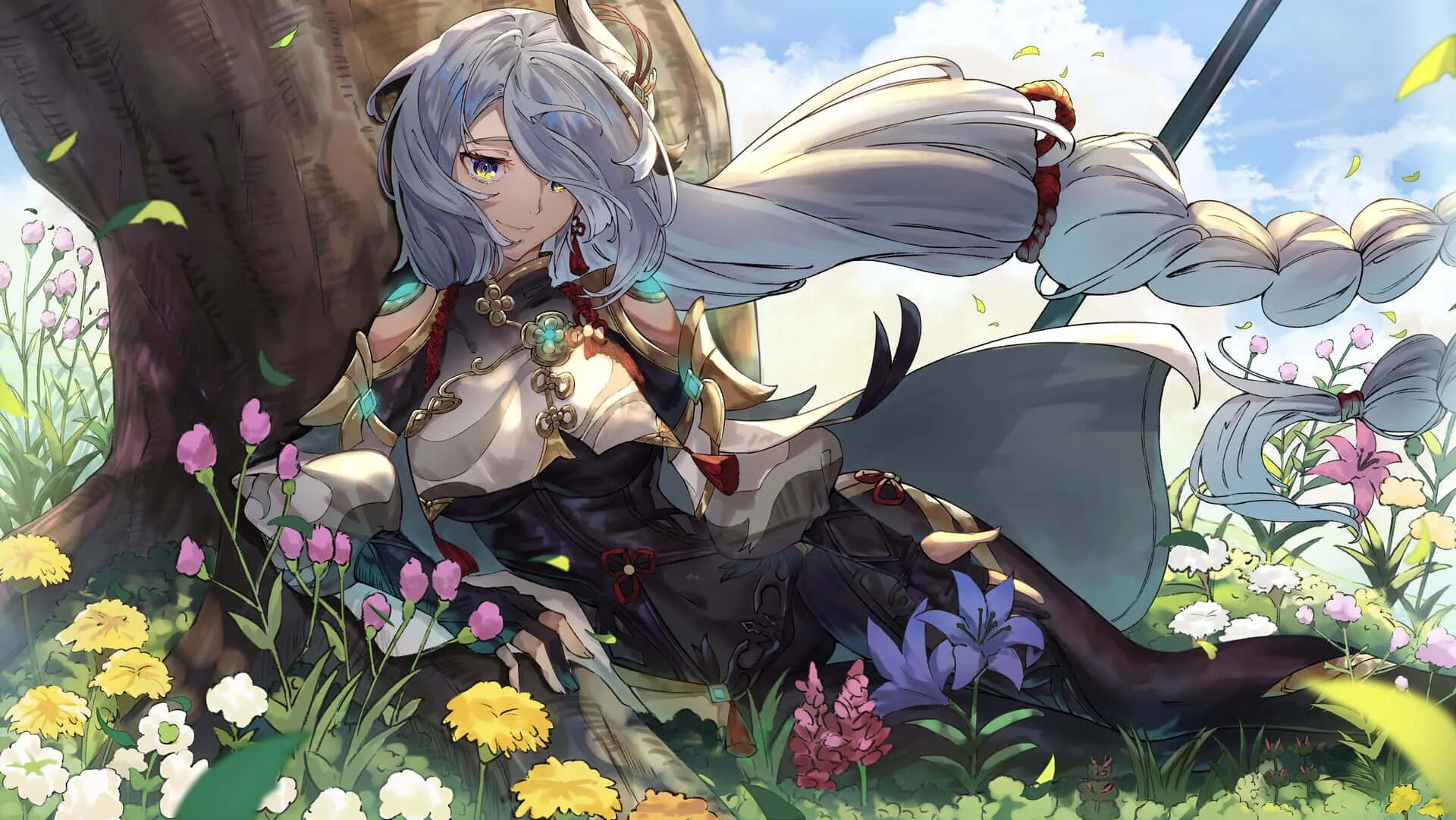 Genshin dream. Коломбина геншен. Шань хэ геншин импакт. Встреча с дионой геншин импакт. Шэнь хэ геншин арт.