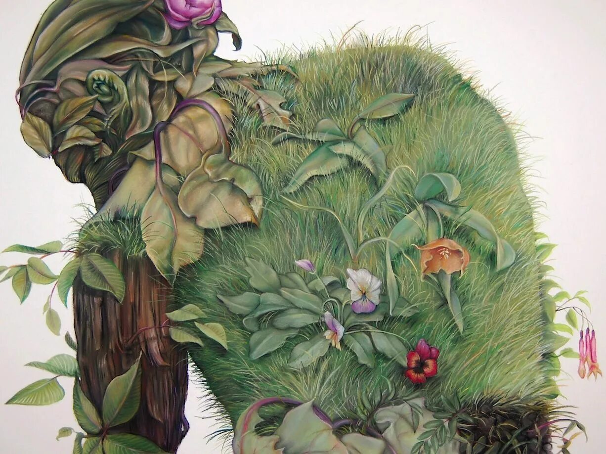 ГРИНАРТ. Цветы Грин арт. Картины художника mats Gustafsson. Многослойный рисунок растения.