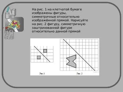 Заштрихованной фигуре относительно данной прямой