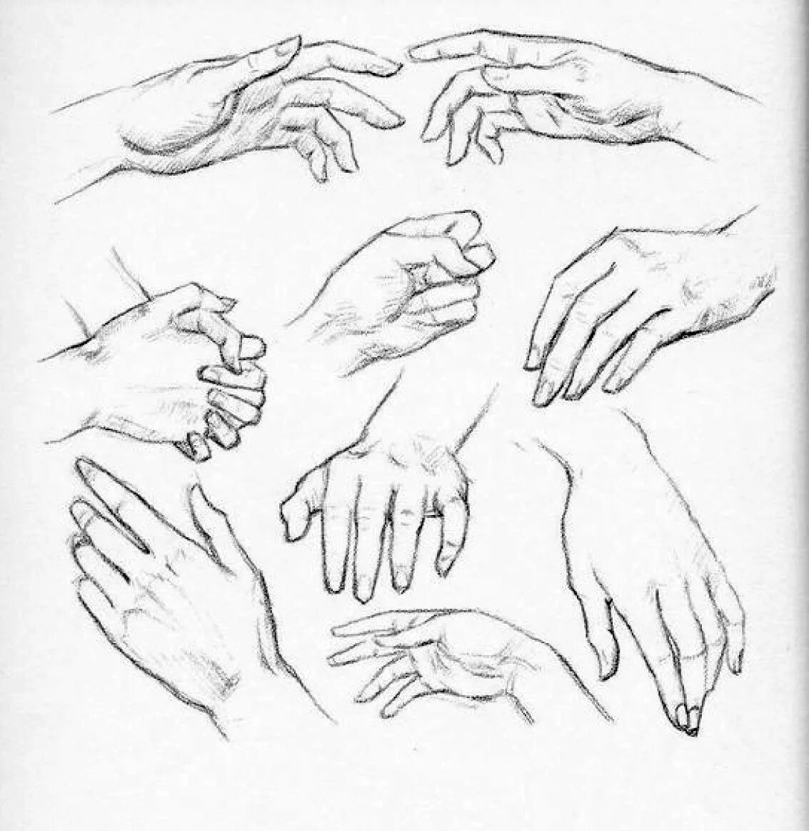 Зарисовки рук карандашом. Наброски кистей рук. Рисование рук в разных положениях. Кисти рук скетч.