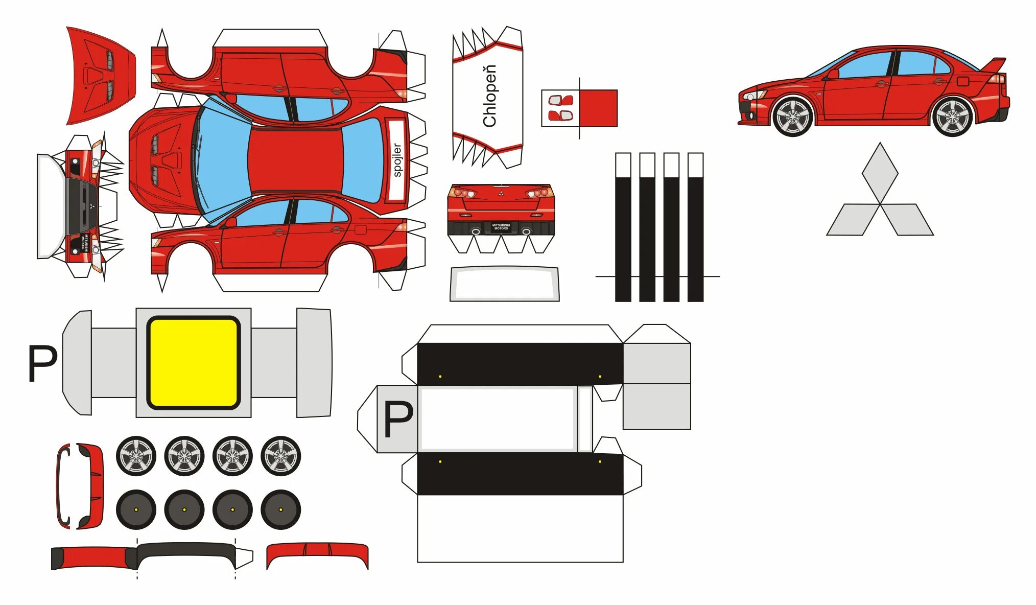 Автомобили для склеивания. Паперкрафт Mitsubishi Lancer EVO X. Mitsubishi Lancer 10 из бумаги. Развертка машинки Мицубиси л200. Mitsubishi Pajero развертка.