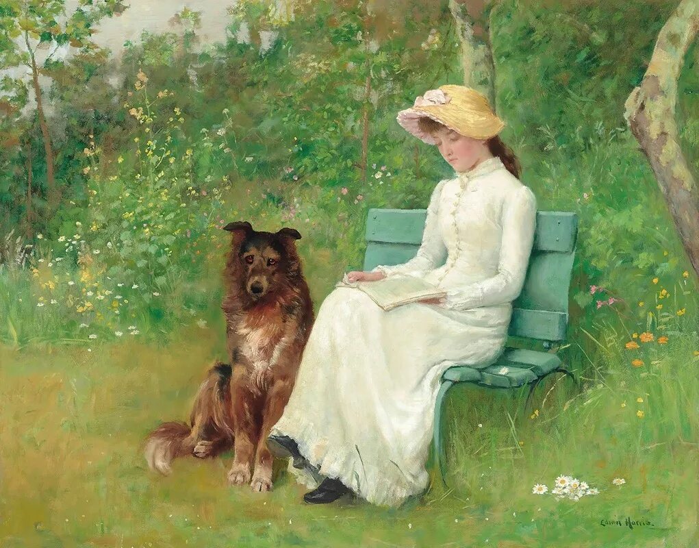 Дама с собачкой описание. Эдвин Харрис картины. Английский художник Edwin Harris (1855–1906). Шишкин дама с собачкой. Английский художник Эдвин Харрис..