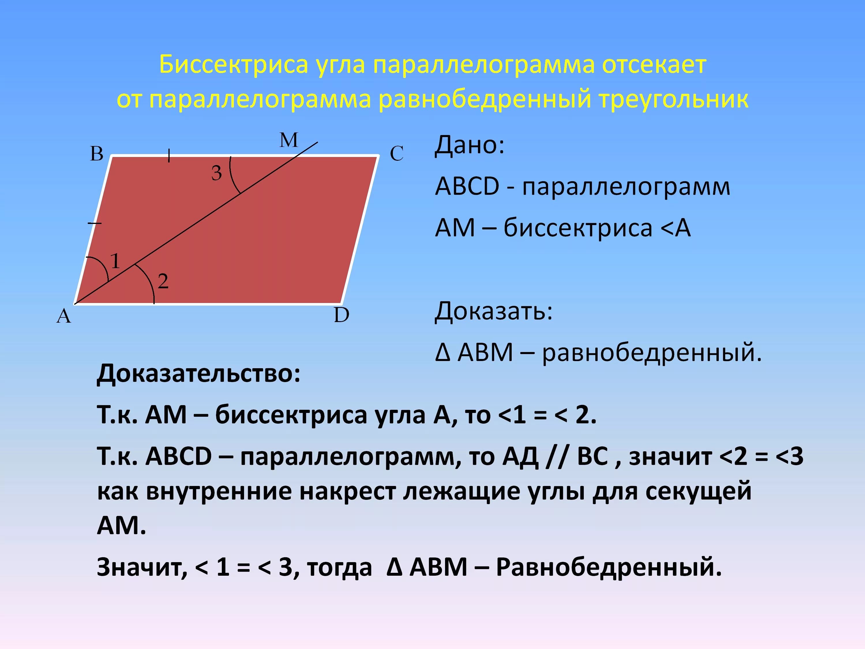 Биссектриса смежных углов параллелограмма. Биссектриса параллелограмма. Свойства биссектрисы параллелограмма. Свойства углов параллелограмма. Биссектриса палолеограмм.