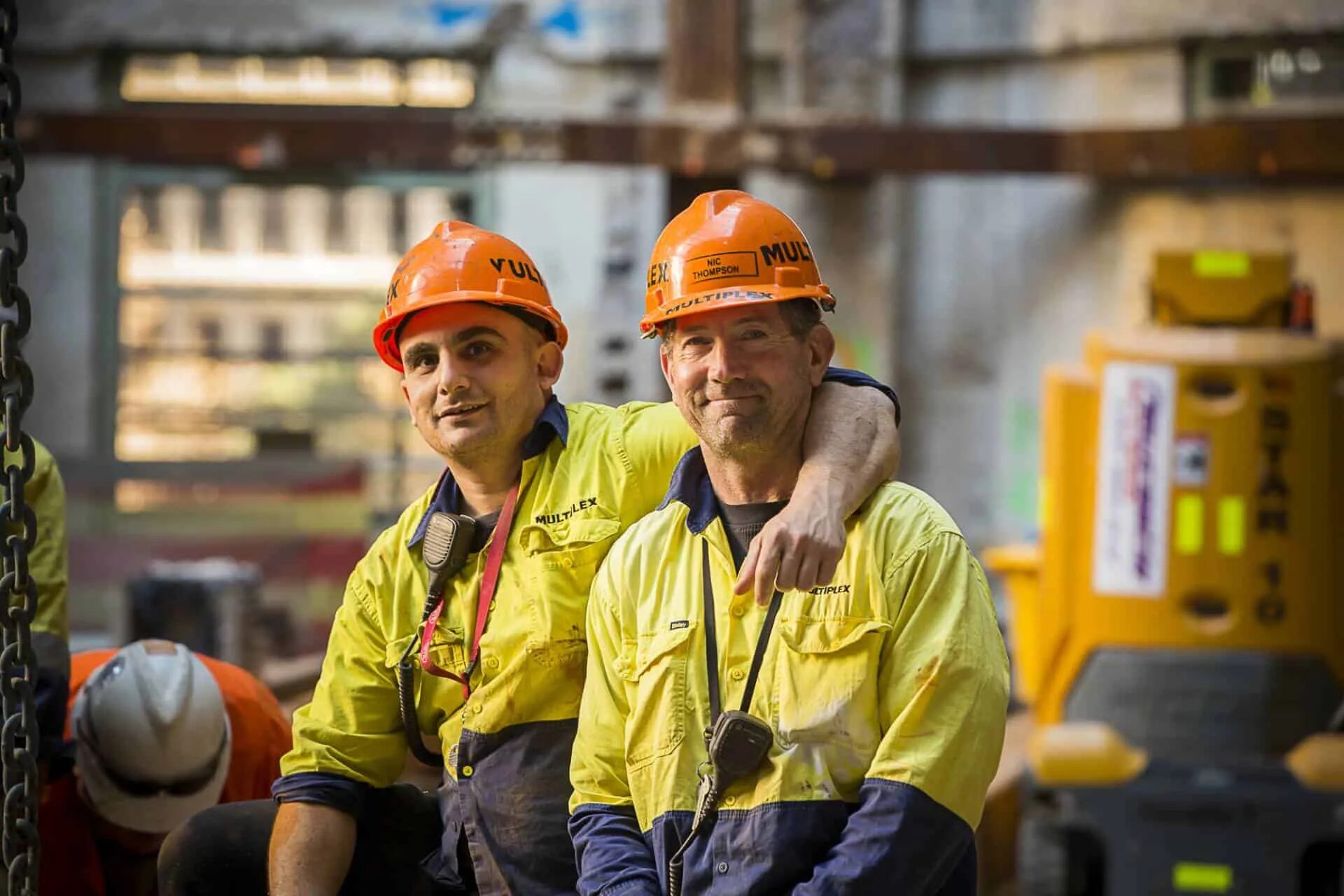 Workers load