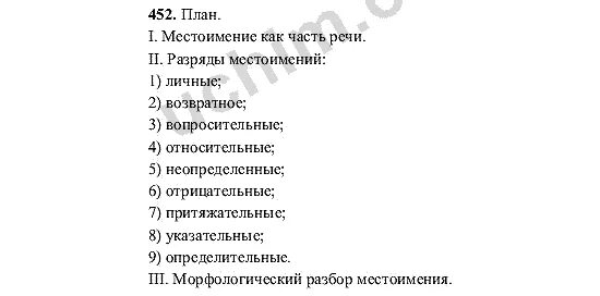 Баранов 6 класс тесты. По русскому языку 6 класс номер 452.