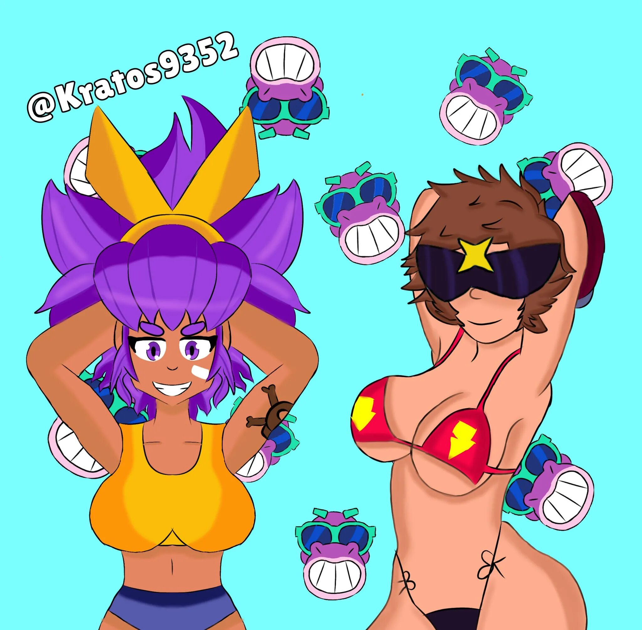 Rule 34 chaquetrix. БС r34. Brawl Stars бикини Макс.