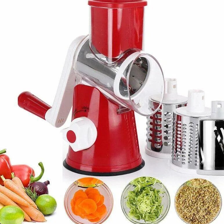 Ручная овощерезка с насадками. Овощерезка-мультислайсер tabletop drum grater. Multi grater терка. Овощерезка mandoline slicer 10 in 1. Мультислайсер для овощей и фруктов household rotary cutting machine.