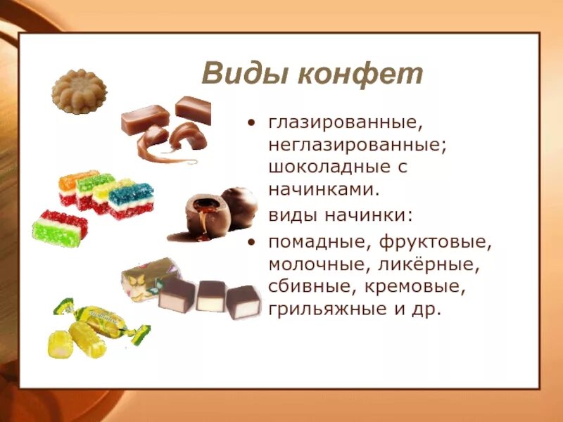 Типы конфет