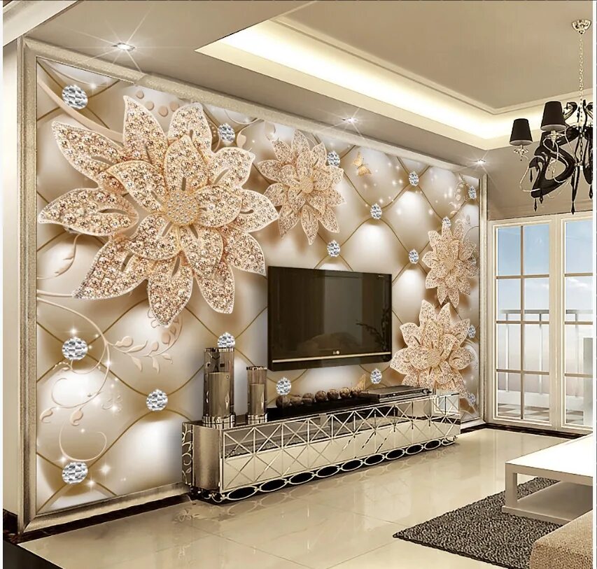 3д обои для гостиной фото European Photo Wallpaper Mural Stereoscopic flower 3D Wallpapers For Living room