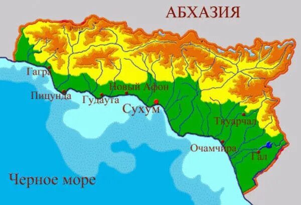 Географическая карта россии абхазии. Абхазия политическая карта. Физическая карта Абхазии. Границы Абхазии на карте. Географическая карта Абхазии.