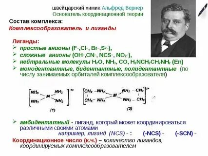 Строение комплексных соединений теория вернера