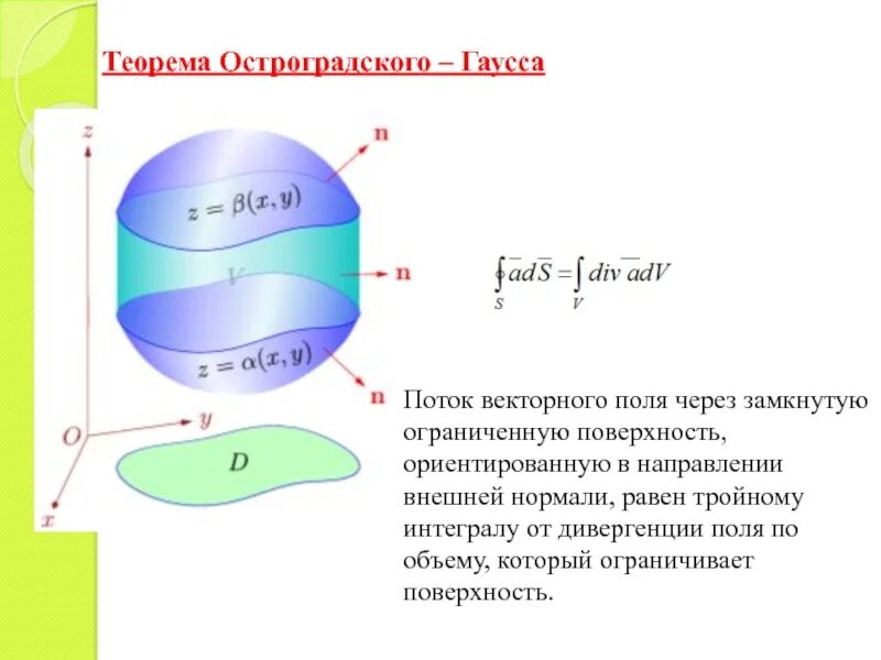 Через поверхность. Поток вектора через поверхность теория поля. Формула для вычисления потока векторного поля. Поток поля формула. Поток векторного поля через замкнутую поверхность.