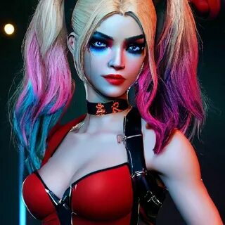 Harley Quinn DC model beauty photo realistic neck face beautyful." - карт
