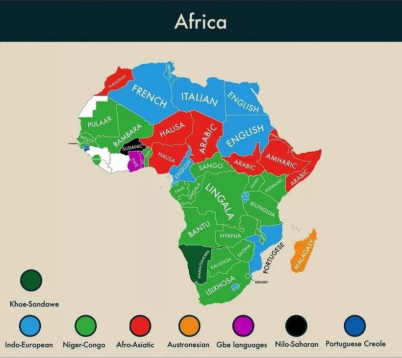 Языковая карта Африки. Карта языков Африки. Лингвистическая карта Африки. Карта европейских языков Африки.