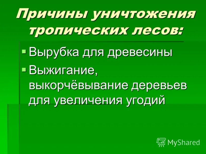 причины уничтожения лесов