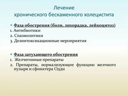 Хронический холецистит лечение у женщин препараты