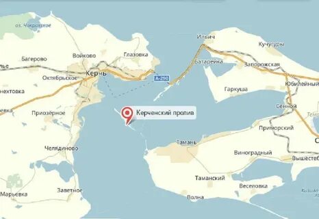Керченский пролив на физической карте