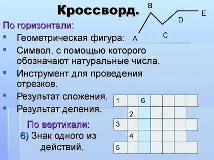 Кроссворд натуральных чисел 5 класс