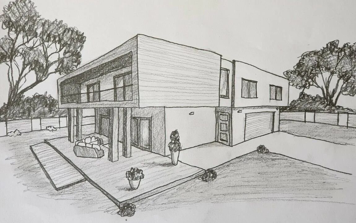 Нарисовать дом мечты 7 класс. Нарисовать современный дом. Современный дом карандашом. Современная архитектура рисунок. Рисунок современного дома.