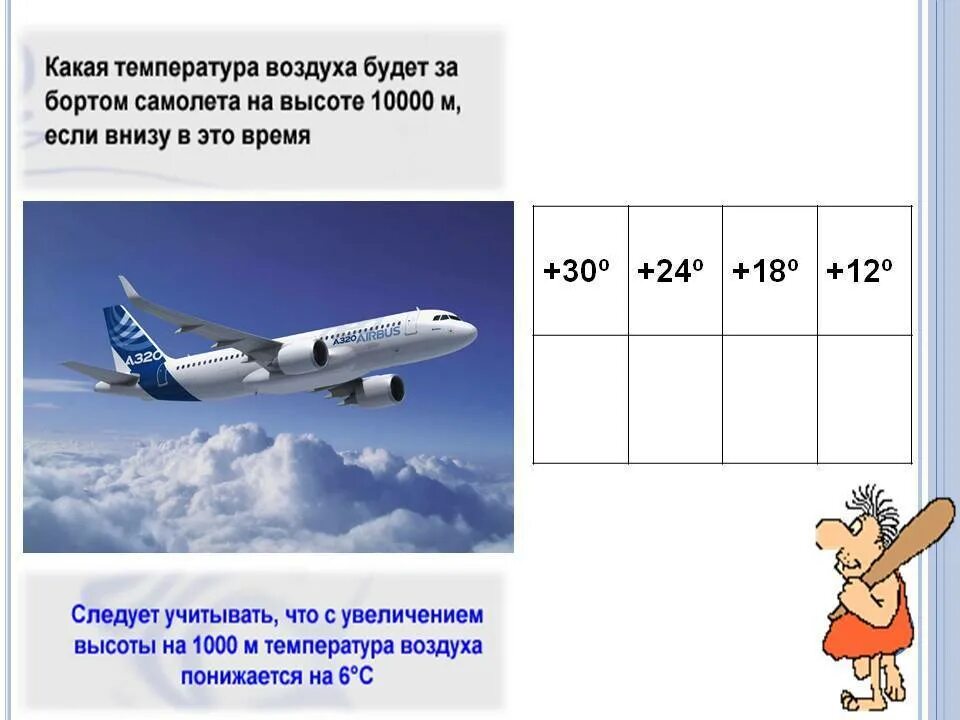 Температура в самолете во время полета