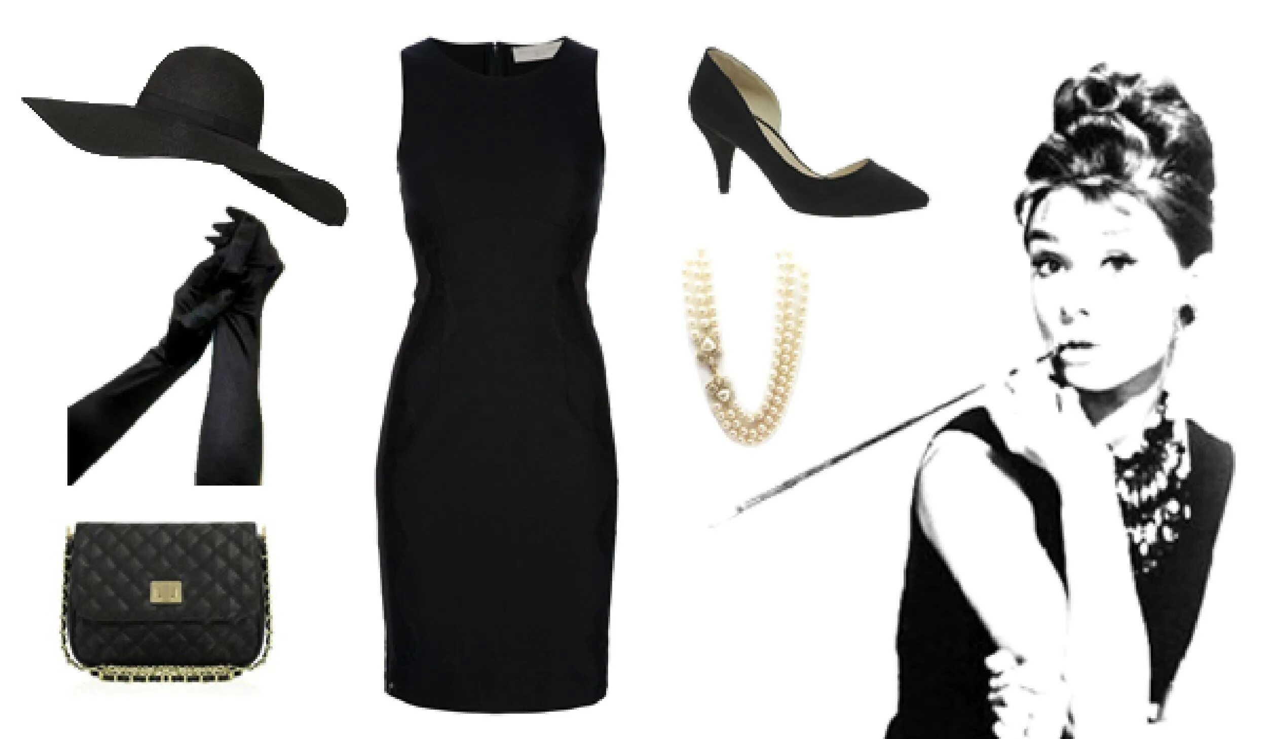 бело черное платье аксессуары. одри хепберн луки. бижутерия к черному платью. бело черное платье аксессуары. вечерние комплекты одежды для девушек.