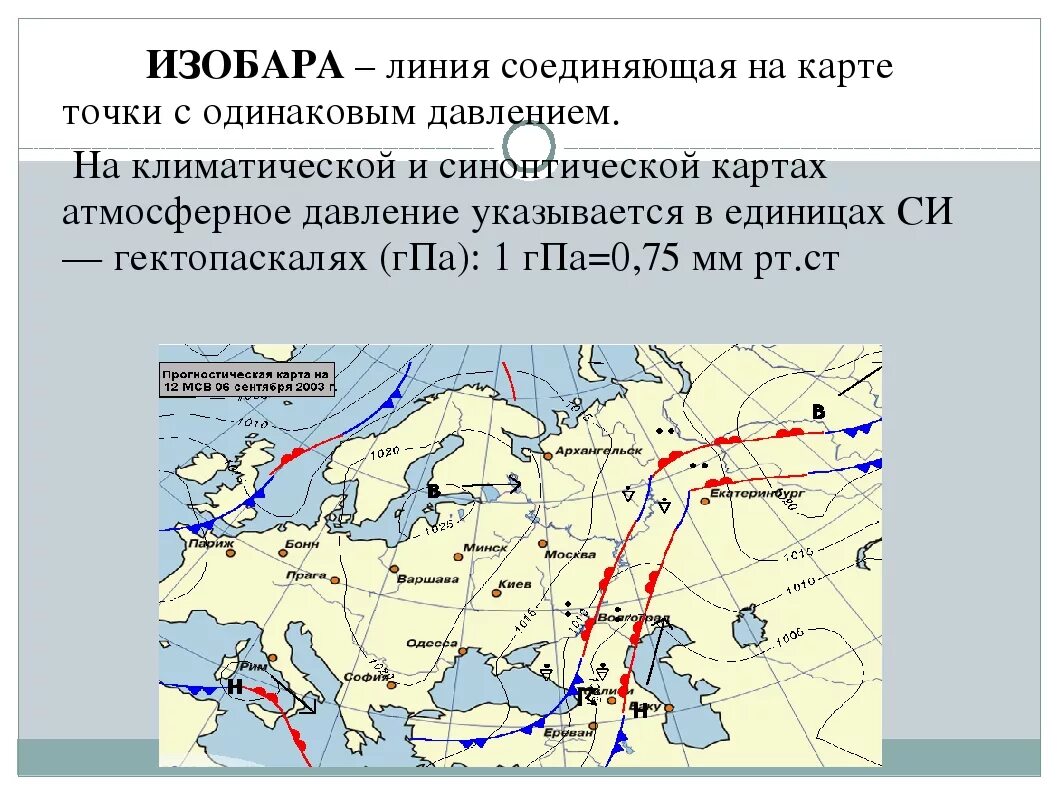 Линия на климатической карте с одинаковым давлением