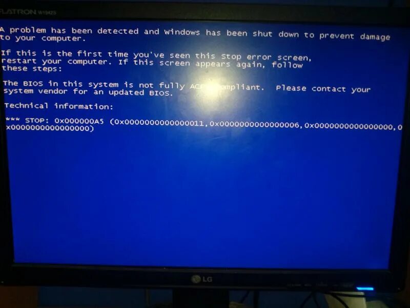 Stop 0x000000a5 Windows 7 при загрузке. BSOD 0x0000001a. Stop 0x00000000. A problem has been detected and Windows. Has been shut down to prevent