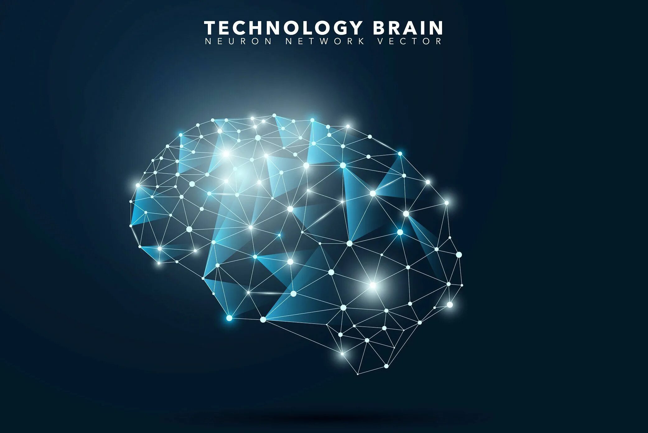 Brain technology. Полигональный мозг. Премиум мозг. Brain abstract.