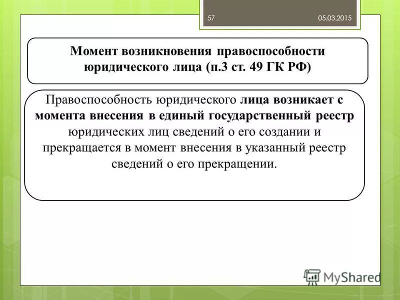 Момент возникновения правоспособности юридического лица. Правоспособность юридического лица возникает в момент. Правосубъектность юридического лица возникает с момента. Правоспособность юр лица возникает с момента. 304 гк рф с комментариями