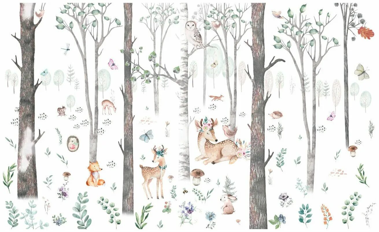 детские обои лес. обои в детскую комнату лесные животные. фотообои в детскую лес. детские обои лес. картины для детской комнаты.