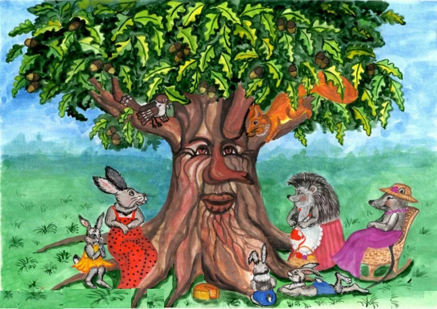 Человек под дубом. Э Мошковская дедушка дерево. Дуб и орешник толстой. Сказочное дерево. Сказочный дуб.