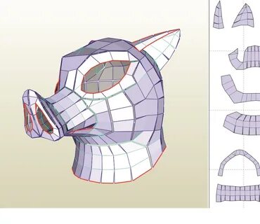 Inosuke Hashibira boar head templates pepakura image 0.