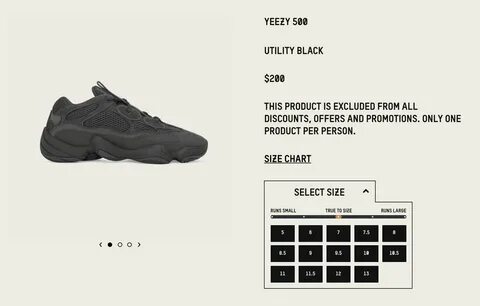 Размерная сетка yeezy