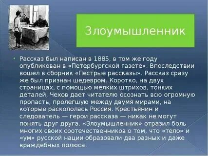 Чехов злоумышленник сюжет очень кратко