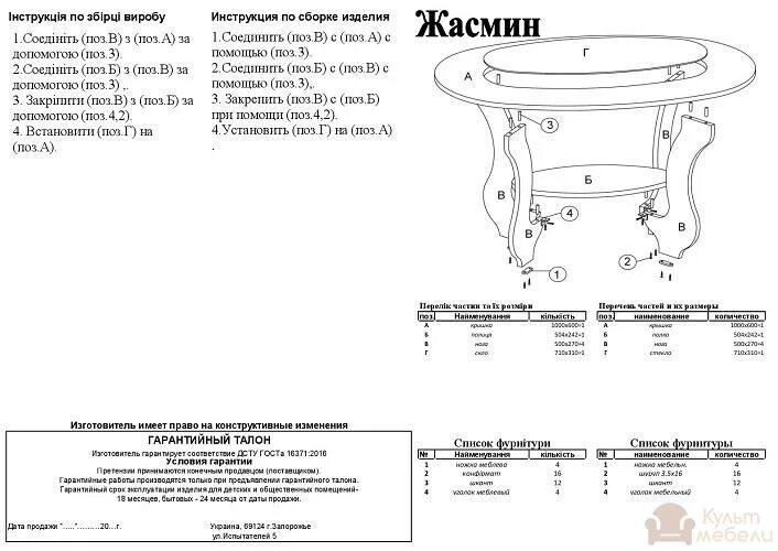 Инструкция по сборке журнального стола